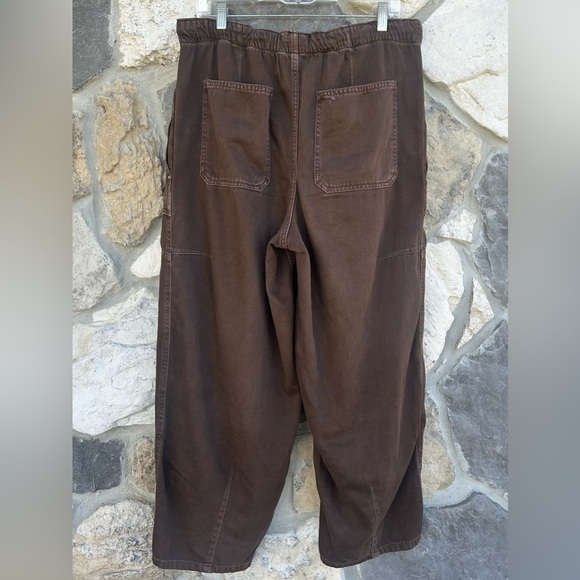 Free People Silverton Pull On Barrel Jeans Size M Brown Cargo Boho Lagenlook - Picture 3 of 10